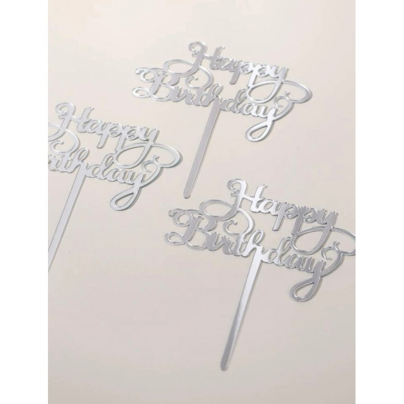 Decoración pastel paquete de 5 plata