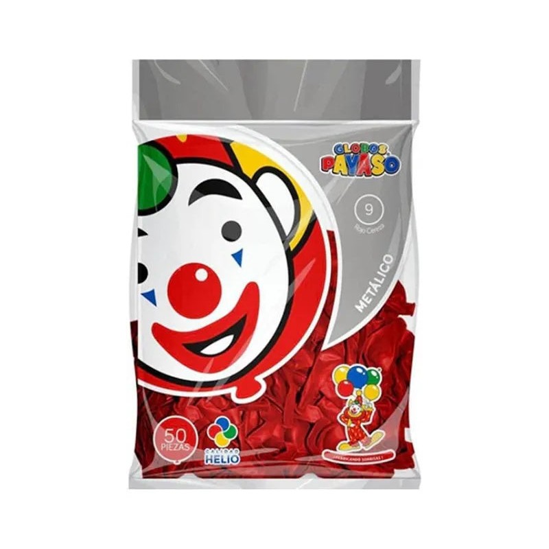 Globo de látex 9'' rojo metalico
