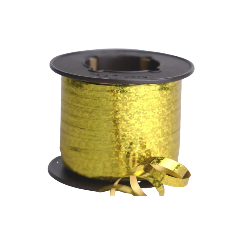 Hilo curly 100 metros dorado holografico