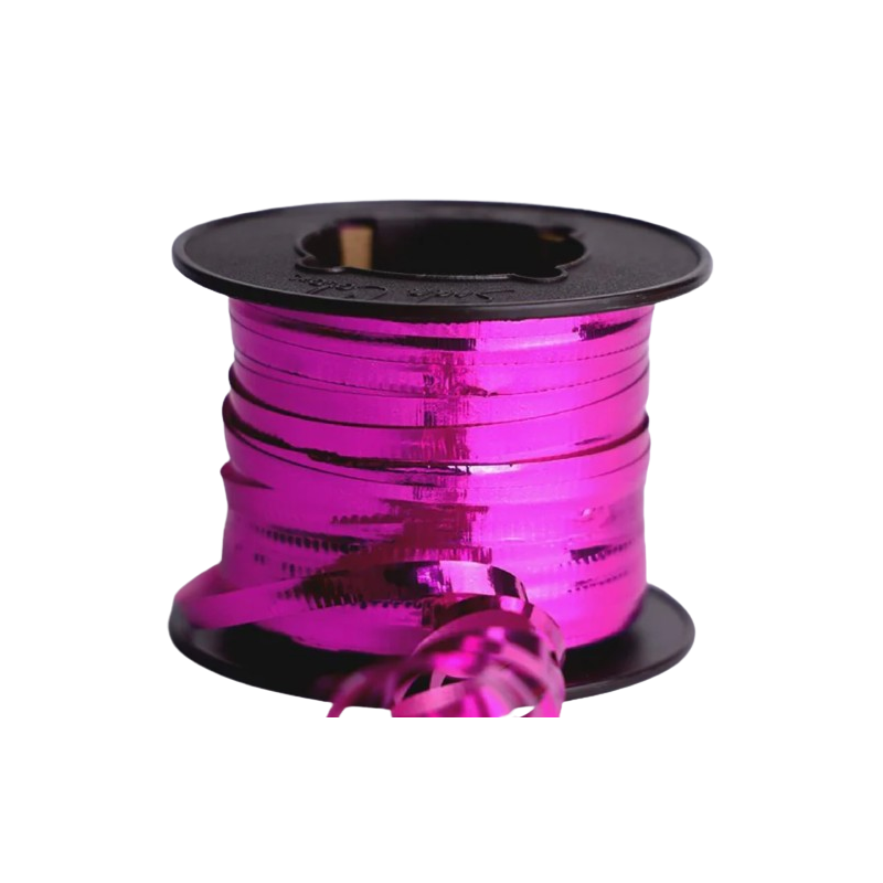 Hilo curly 100 metros fucsia metalico