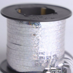 Hilo curly 100 metros plata holografico