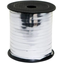 Hilo curly 100 metros plata metalico