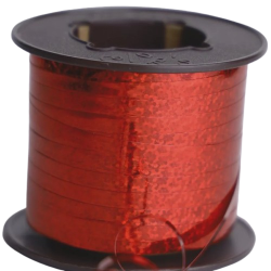 Hilo curly 100 metros rojo holografico