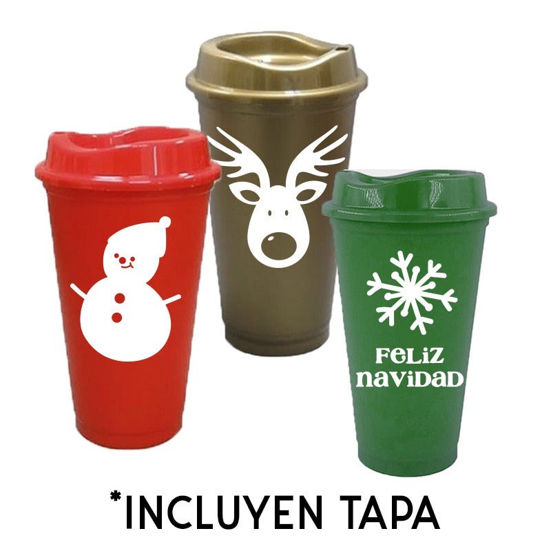 Paquete de 12 vasos para café con diseño navidad 2