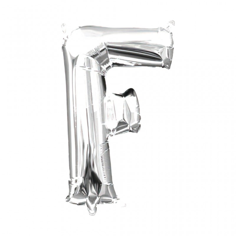 14S-F Globo de letra F color plata