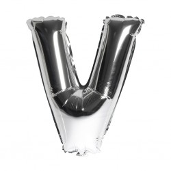 14S-V Globo de letra V color plata