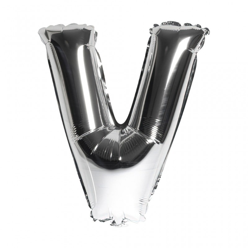 14S-V Globo de letra V color plata