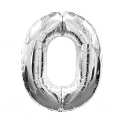 30D-0000 Globo de numero 0 color plata