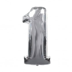 30D-0001 Globo de numero 1 color plata