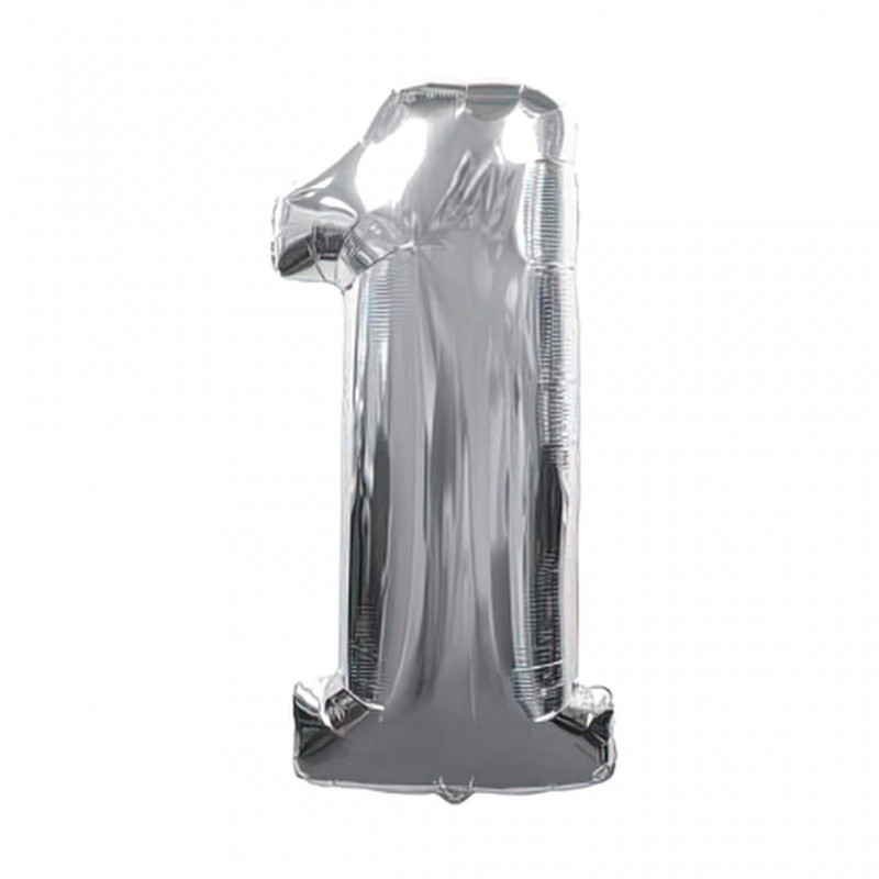 30D-0001 Globo de numero 1 color plata