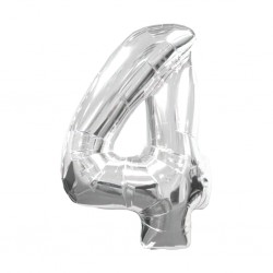 30D-0004 Globo de numero 4 color plata