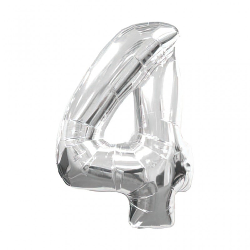 30D-0004 Globo de numero 4 color plata