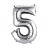 30D-0005 Globo de numero 5 color plata