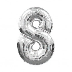30D-0008 Globo de numero 8 color plata