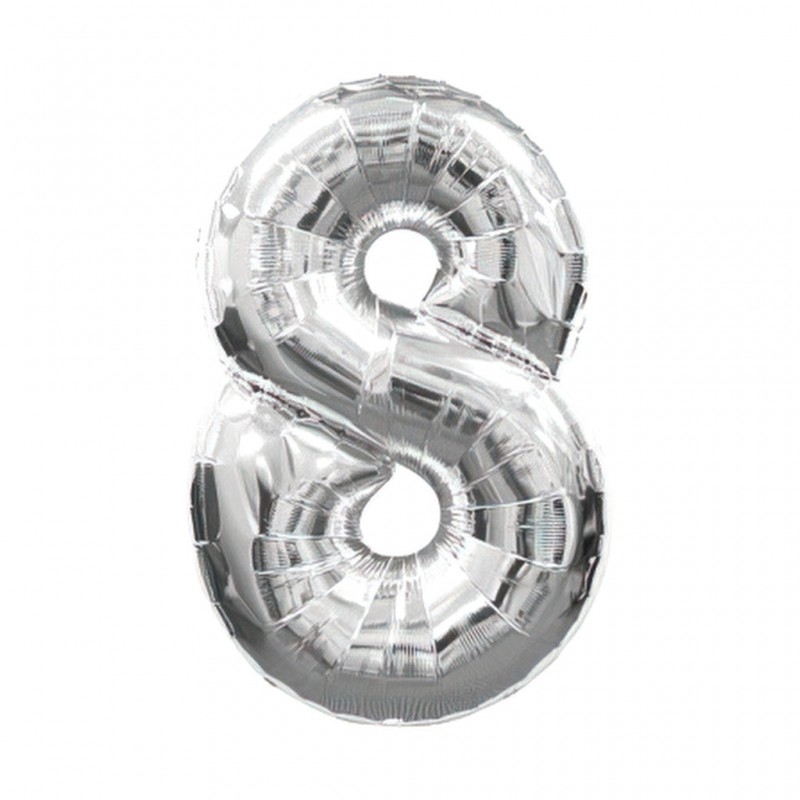 30D-0008 Globo de numero 8 color plata