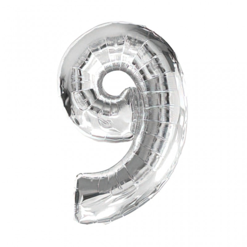 30D-0009 Globo de numero 9 color plata
