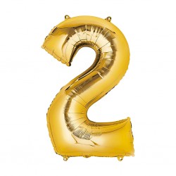30D-0012 Globo de numero 2 color dorado