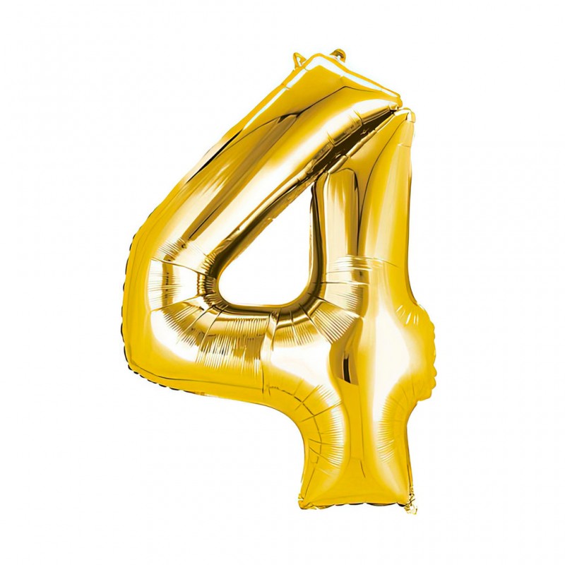 30D-0014 Globo de numero 4 color dorado