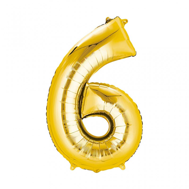 30D-0016 Globo de numero 6 color dorado