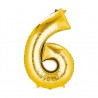30D-0016 Globo de numero 6 color dorado