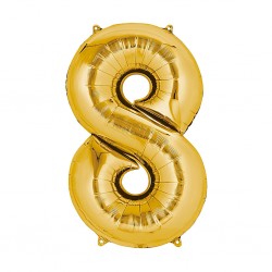 30D-0018 Globo de numero 8 color dorado