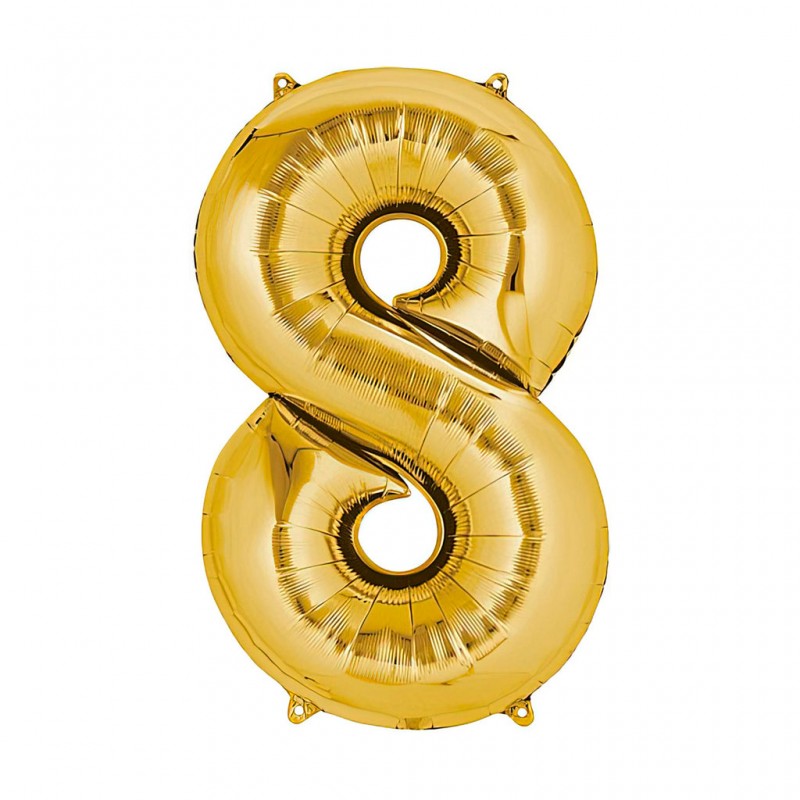 30D-0018 Globo de numero 8 color dorado