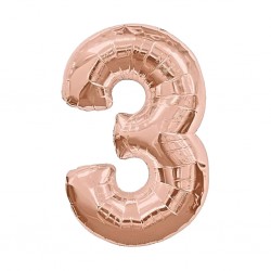 30D-0023 Globo de numero 3 color Rose Gold