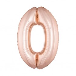 34D-0020  Globo de numero 0 color rose gold