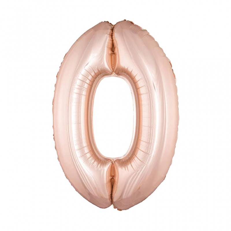 34D-0020  Globo de numero 0 color rose gold