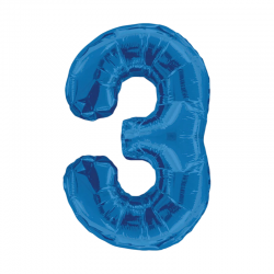 34D-0033 Globo de numero 3 color azul