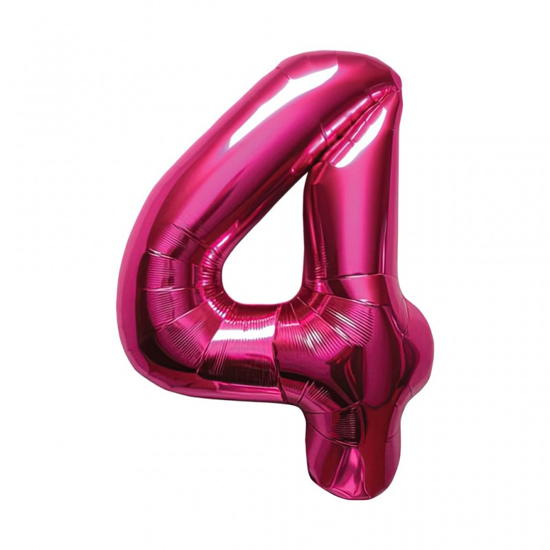 34D-0044 Globo de numero 4 color fucsia