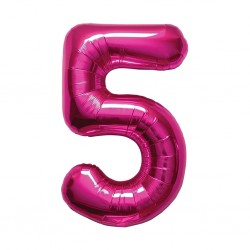 34D-0045 Globo de numero 5 color fucsia