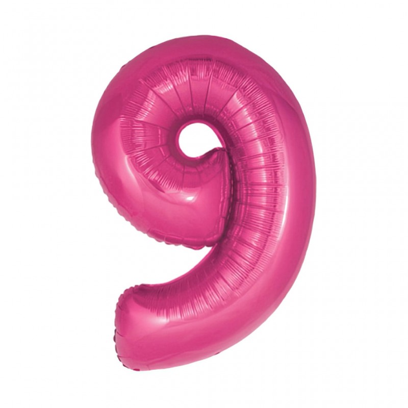 34D-0049 Globo de numero 9 color fucsia