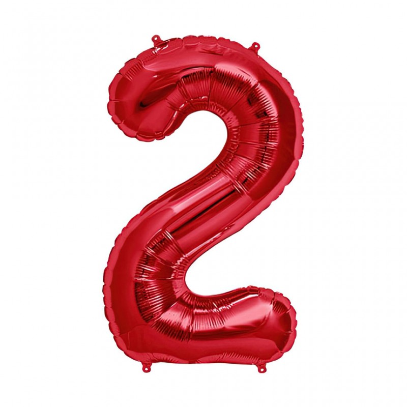 34D-0052 Globo de numero 2 color rojo