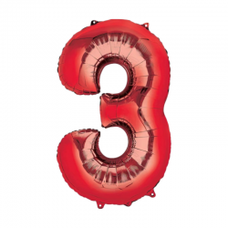 34D-0053 Globo de numero 3 color rojo