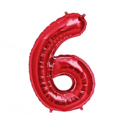 34D-0056 Globo de numero 6 color rojo