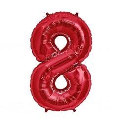 34D-0058 Globo de numero 8 color rojo