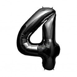 34D-0064 Globo de numero 4 color negro