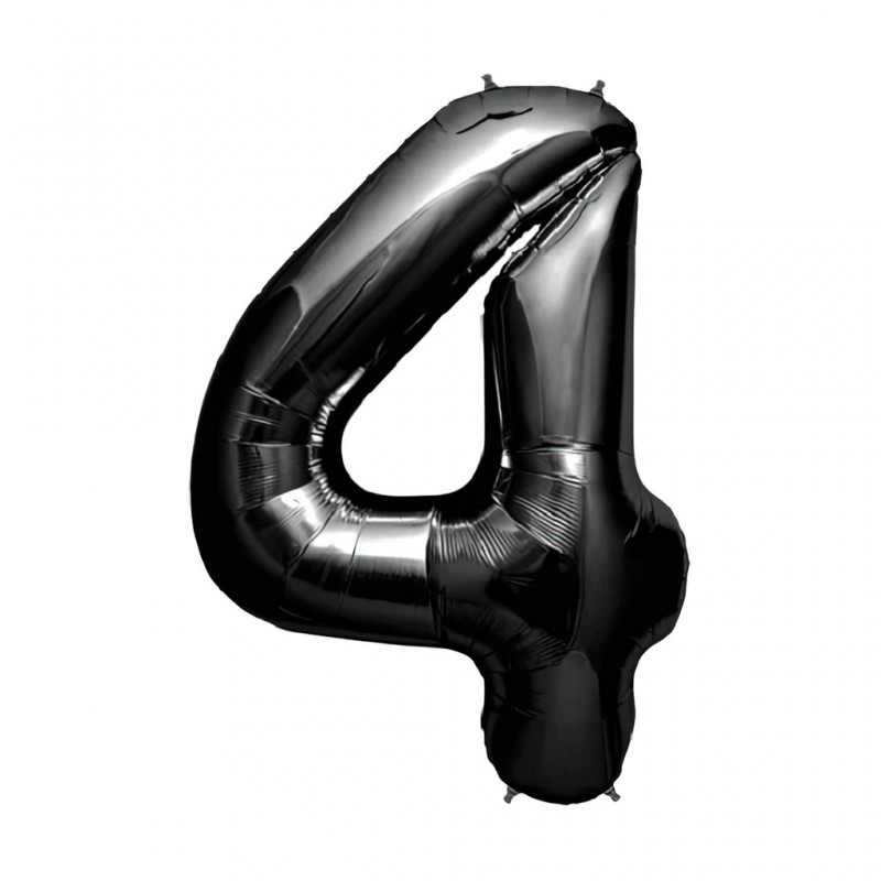 34D-0064 Globo de numero 4 color negro