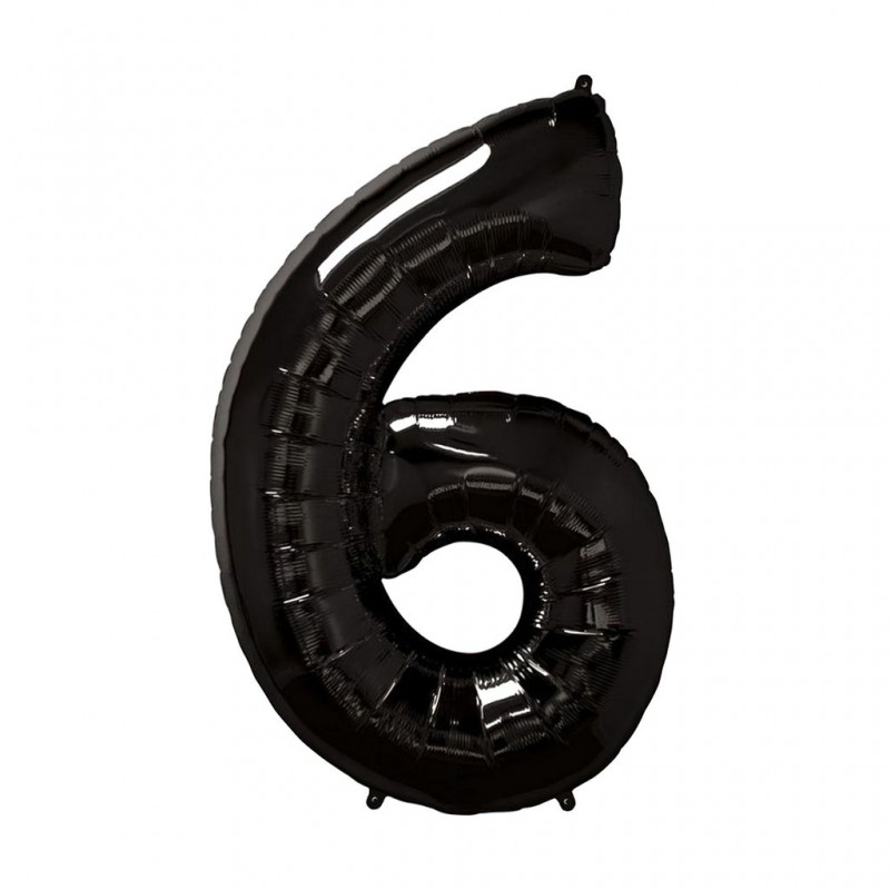 34D-0066 Globo de numero 6 color negro